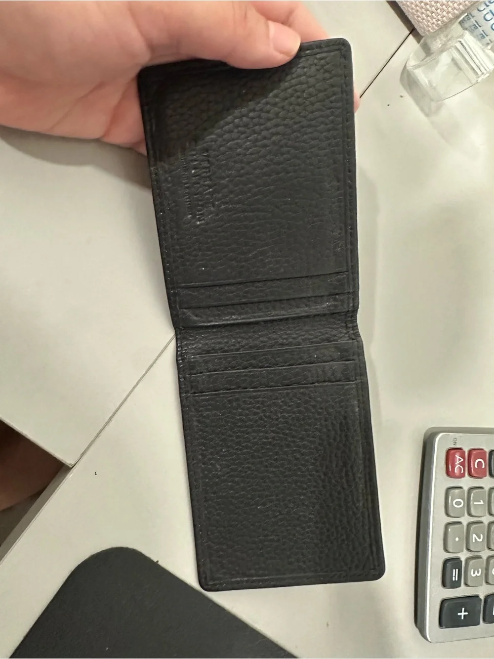 Versace Black Pebbled Leather Card petite wallet with Silver Medusa Plaque